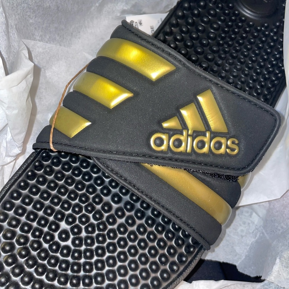Adidas adissage slides black & gold men size 11